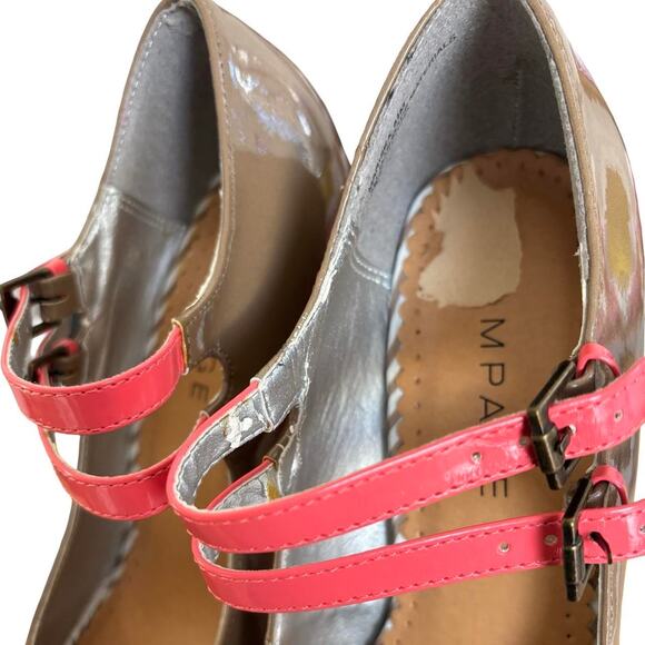 y2k Vtg. RAMPAGE COLORBLOCK PATENT MARY JANE CHUNKY PUMPS HEELS SIZE 8 1/2. - Picture 4 of 8